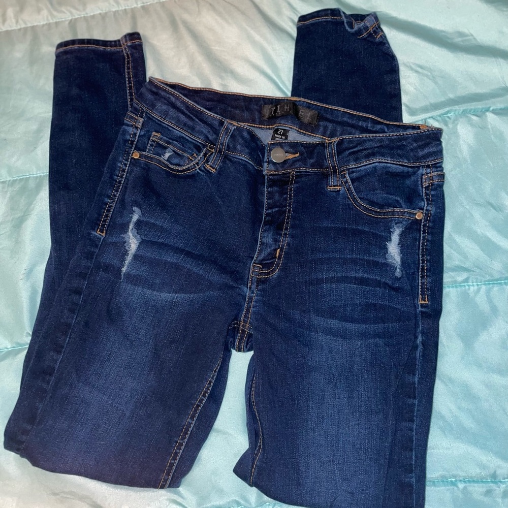 Dark denim skinny jeans